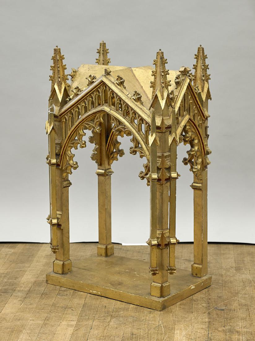 Tall Antique Gothic-Style Gilt Wood Shrine (1 of 2)