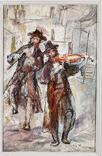 Oil Painting By William Meyerowitz: Oil painting by William Meyerowitz (Russian, 1893-1981); depicting an abstract portrait of two musicians; signed to lower right; Provenance: Private collection, Palos Verdes Estates, CA; 18 1/