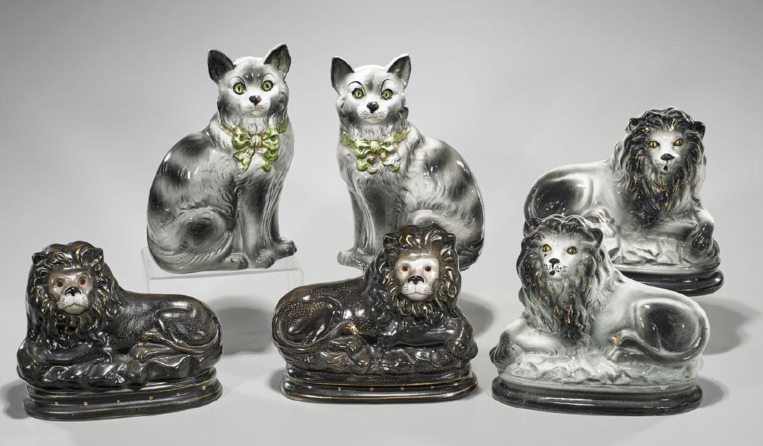 Six Staffordshire Porcelain Felines (1 of 1)