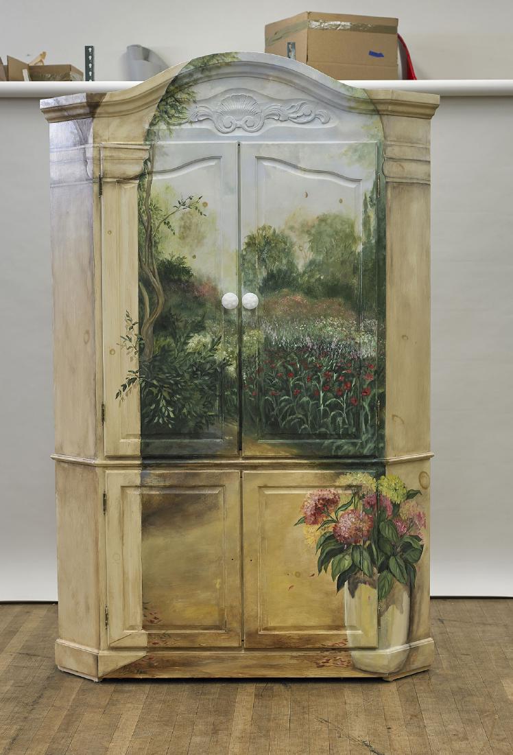 Large Painted Wood Corner Armoire (1 of 1)