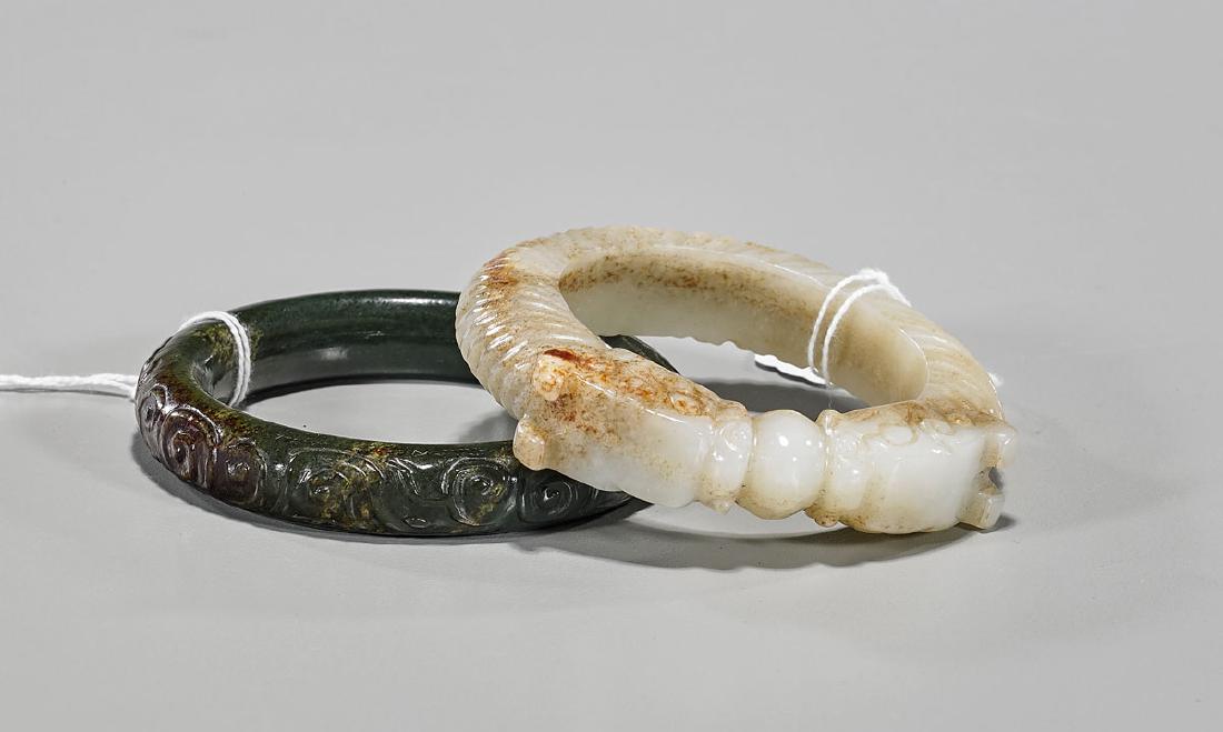 Two Chinese Jade Or Hardstone Bangles (1 of 1)