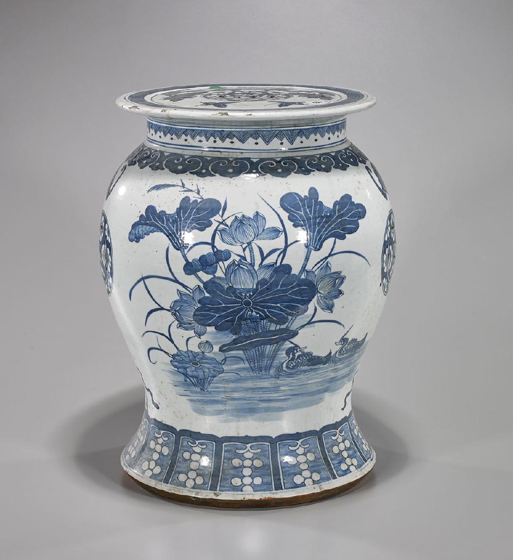 Antique Chinese Blue & White Porcelain Garden Seat (1 of 1)