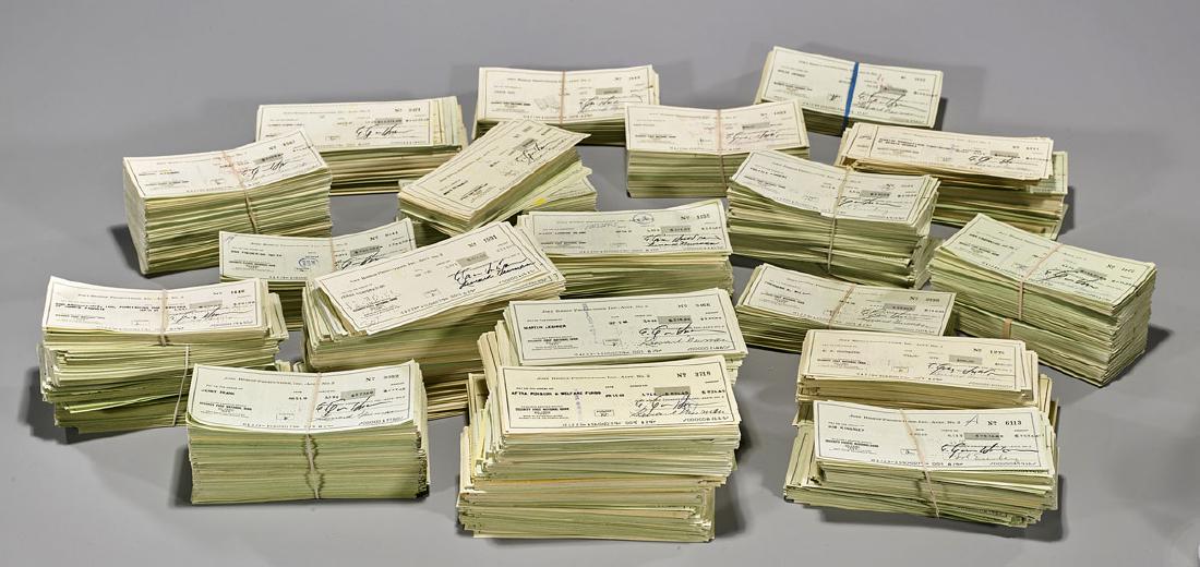 Large Collection of Checks From 'The Joey Bishop Show': Large collection of checks from the Joey Bishop Show; written to celebrities featured on the talk show; many endorsed by celebrities, some with secretarial signatures, and stamps; some notable names, 