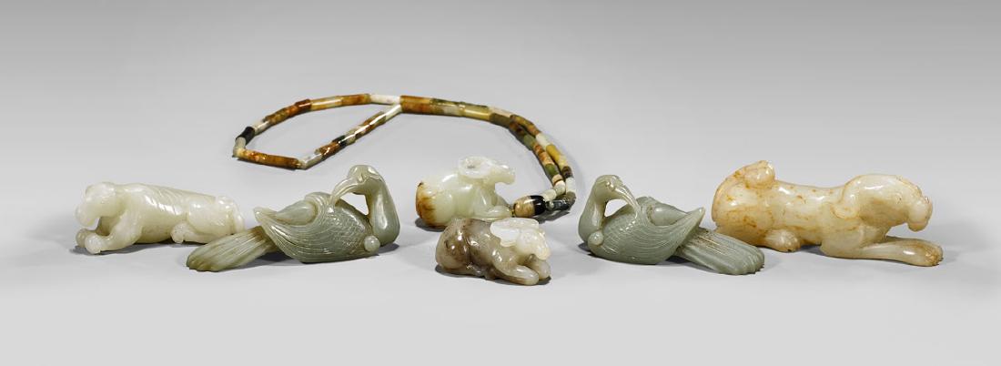 GROUP OF CHINESE CARVED JADE ANIMALS (1 of 1)