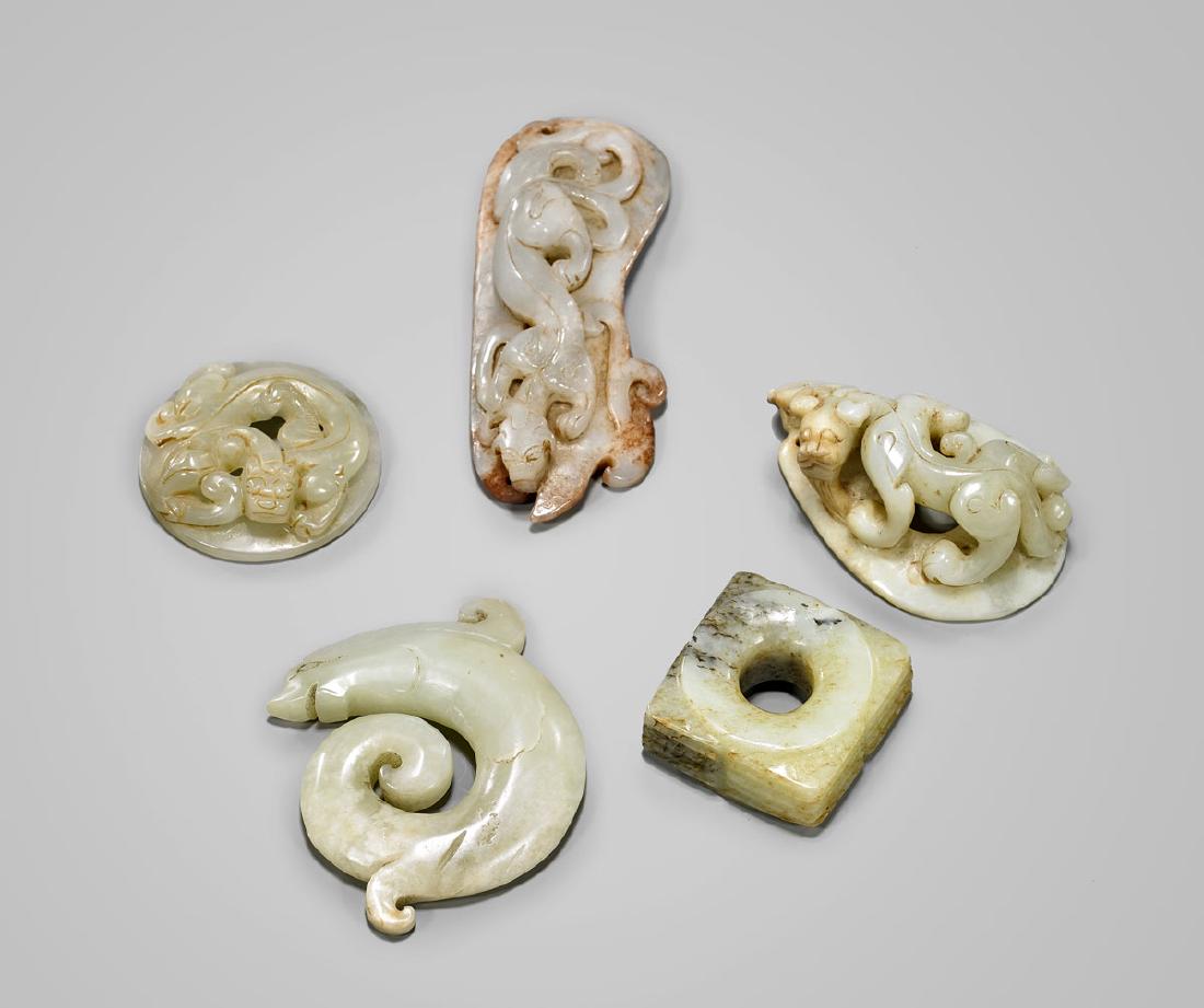 SIX ARCHAISTIC CHINESE JADE CARVINGS (1 of 1)