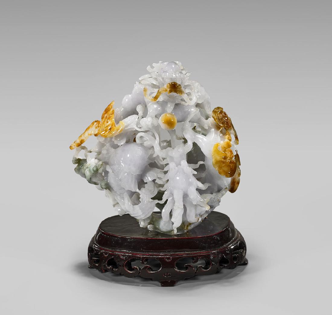 CHINESE CARVED JADEITE 'DRAGON & FISH' GROUP (1 of 2)