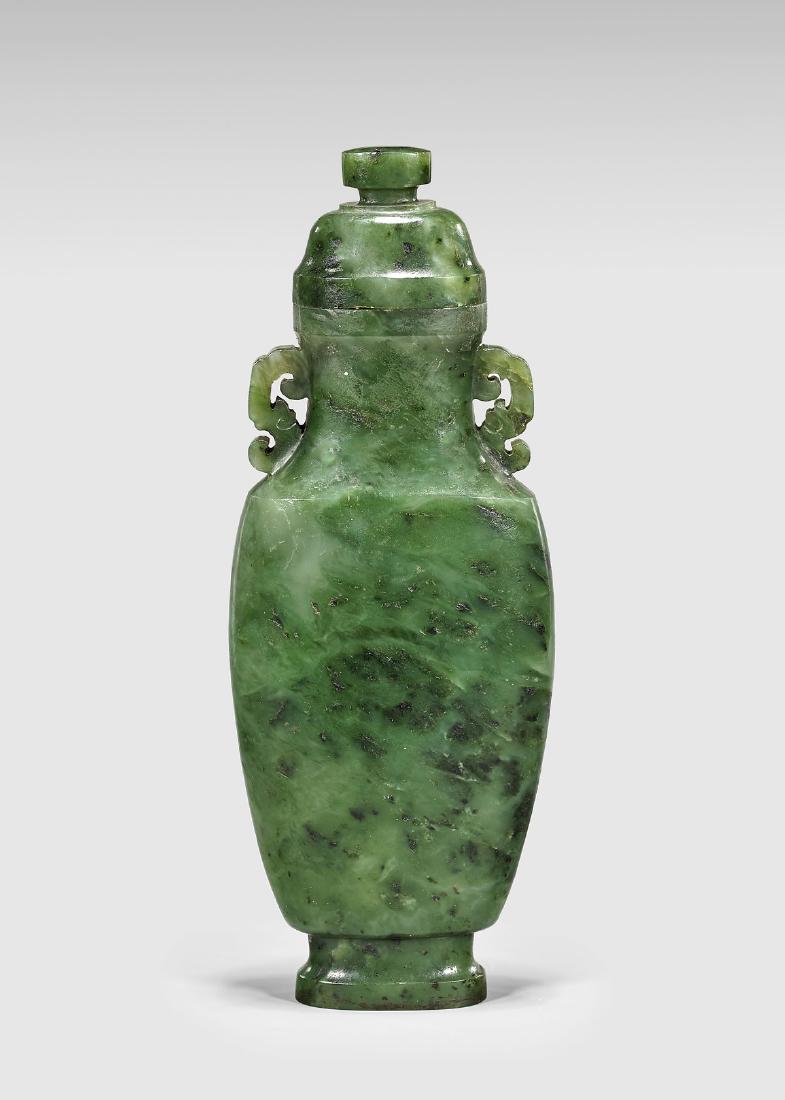 19TH CENTURY SPINACH JADE VASE (1 of 2)
