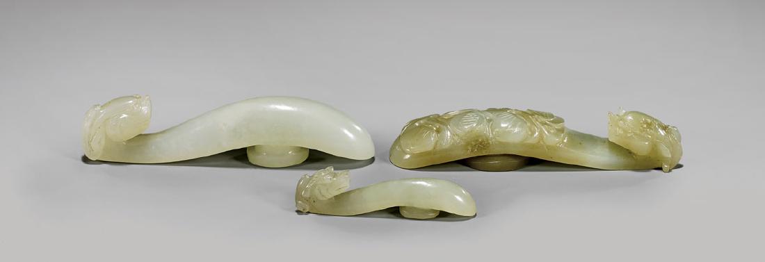 THREE 19TH CENTURY JADE BELT HOOKS (1 of 2)