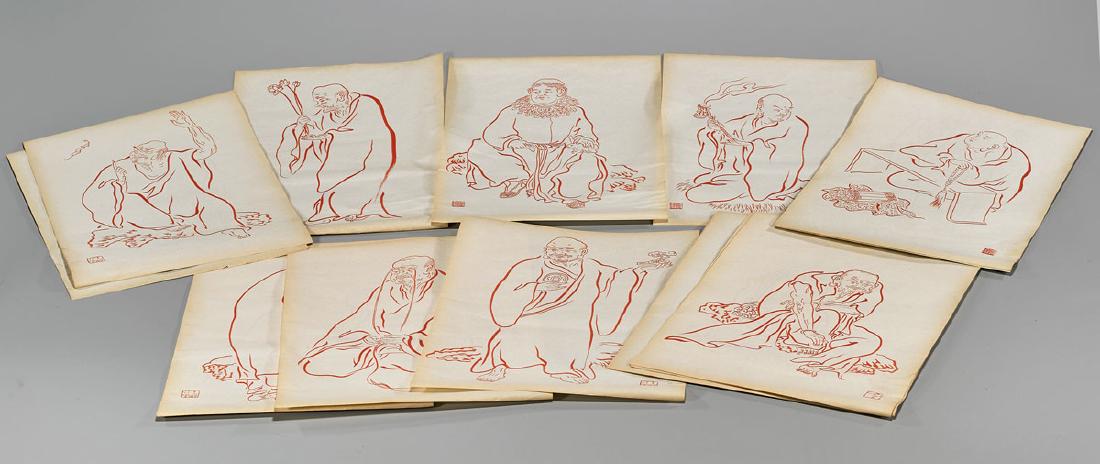 Group of Eighteen Chinese Unmounted Scrolls (1 of 1)