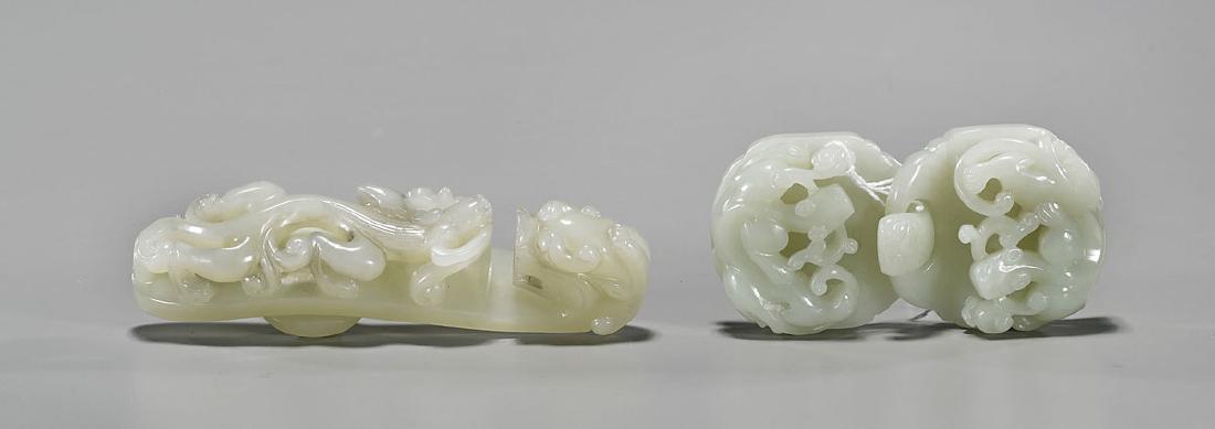 Two Chinese Carved Jade Belt Hooks (1 of 1)