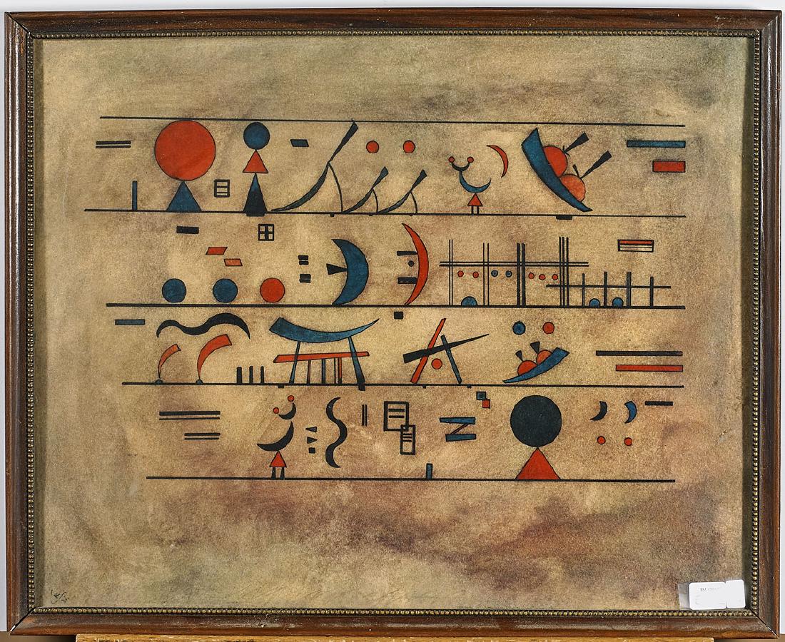 Group of Twelve Various Offset Lithographs & Posters: Group of twelve various offset lithographs and posters; each showing various geometric, figural and architectural scenes; some with printed signature reading, Will Burlingame, Pierre Pages, and A. Ren