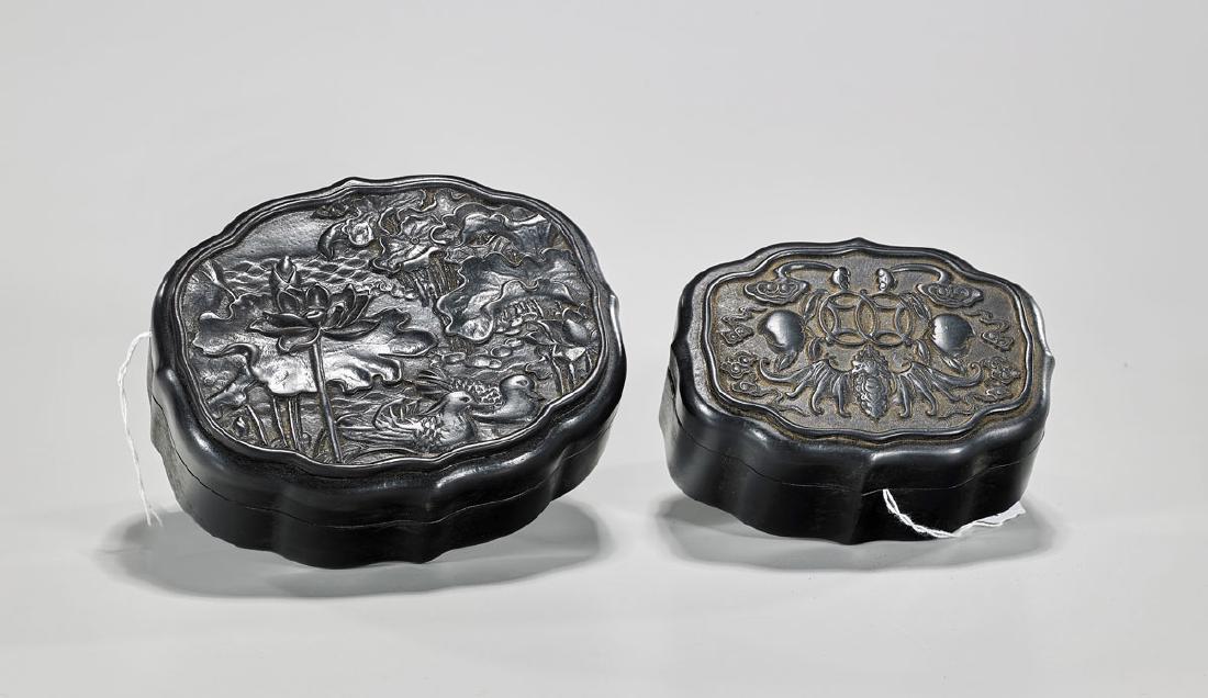 Two Chinese Carved Wood Boxes (1 of 1)