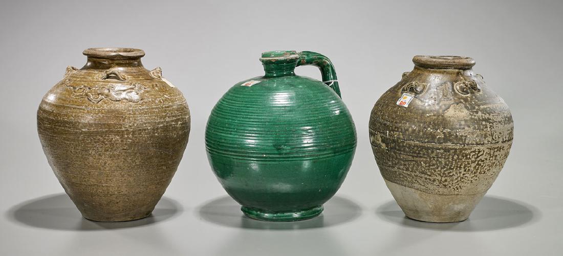 Three Ming Dynasty Glazed Pottery Jars (1 of 2)