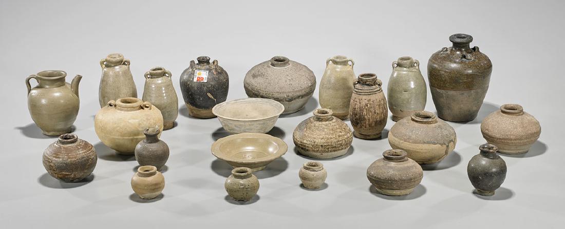 Collection of Chinese & Sawankhalok Pottery Pieces (1 of 2)