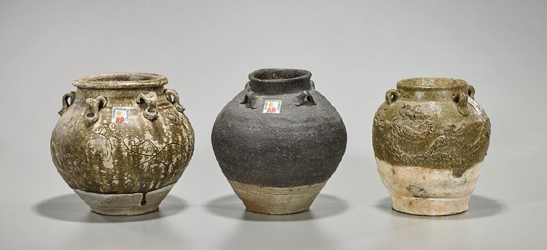 Group of Three Ming Dynasty Pottery Jars (1 of 2)