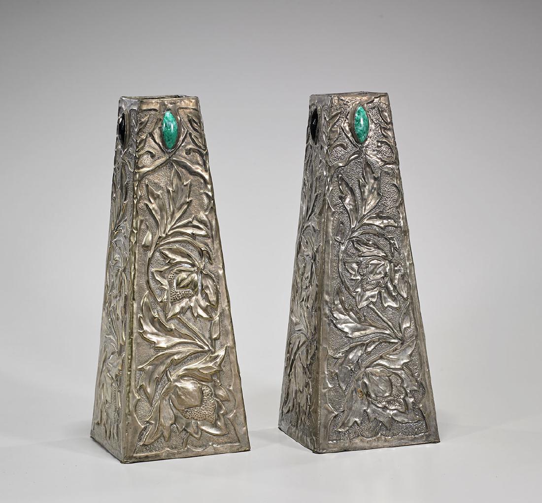 Pair Metalwork Foliate Vases (1 of 1)