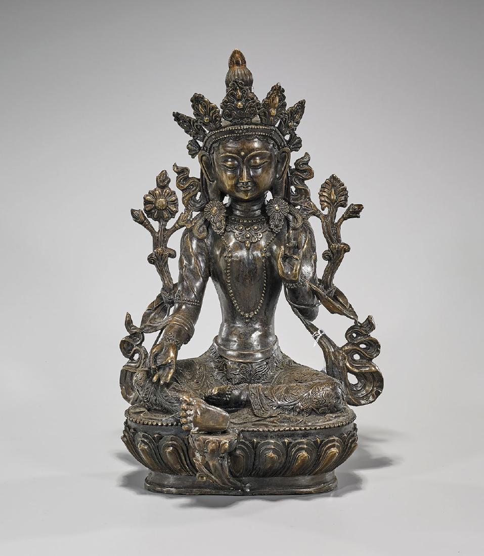 Chinese Bronze Seated Deity (1 of 3)