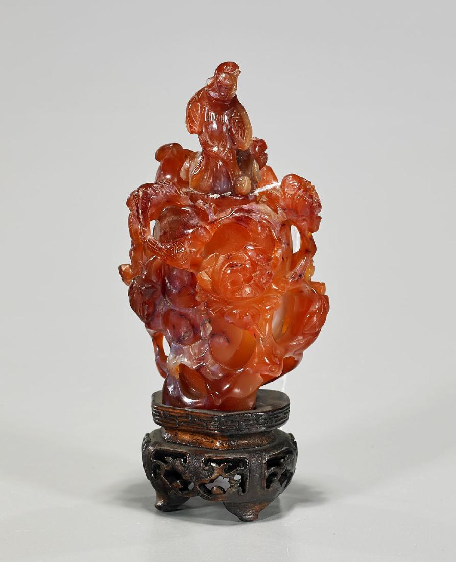 Antique Chinese Carved Carnelian Agate Urn (1 of 2)