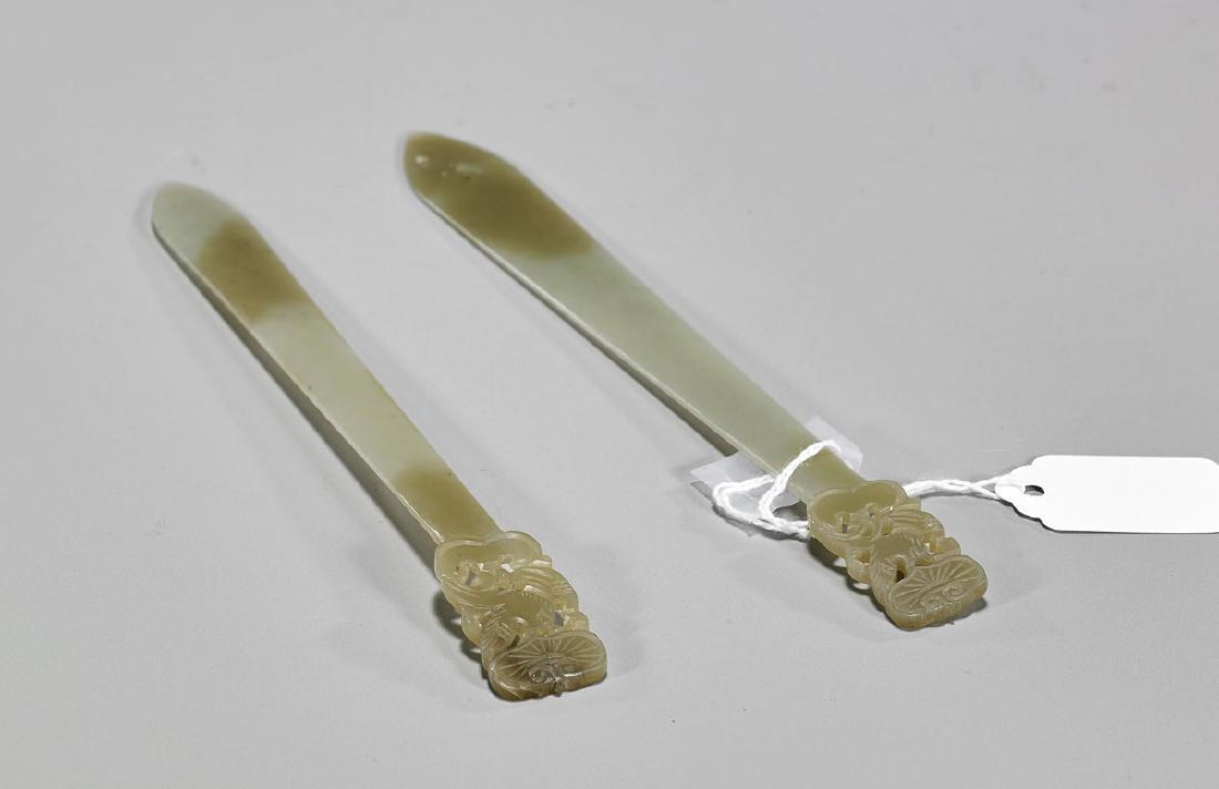 Two Chinese Carved Jade Hairpins (1 of 1)