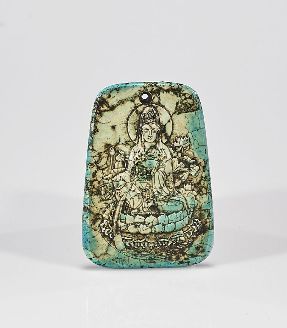 Chinese Carved Turquoise Pendant (1 of 1)