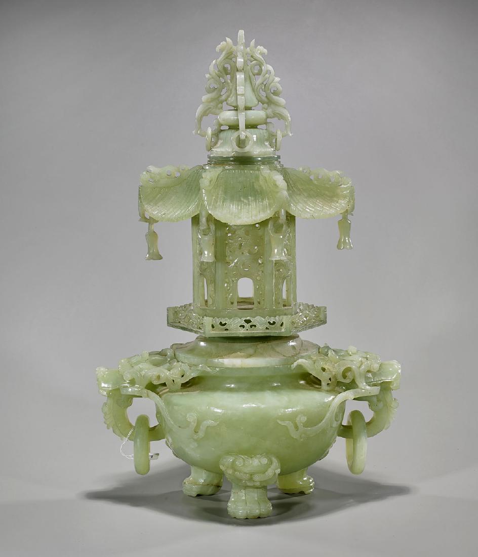 Tall Chinese Carved Bowenite Censer (1 of 1)