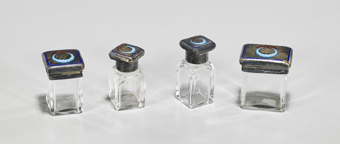 Set of Four English Sterling & Glass Containers (1 of 1)