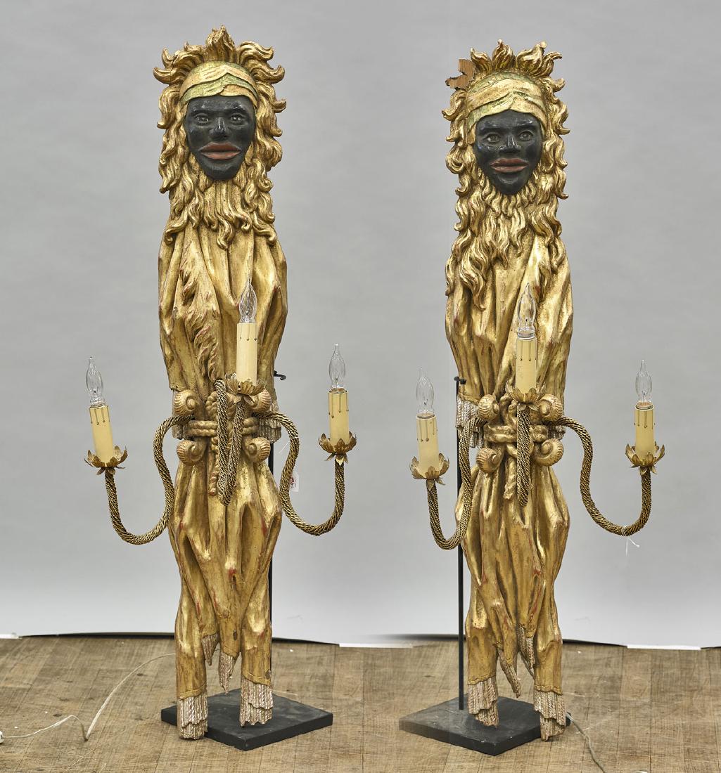 Pair Large Antique Blackamoor Wall Sconces (1 of 1)