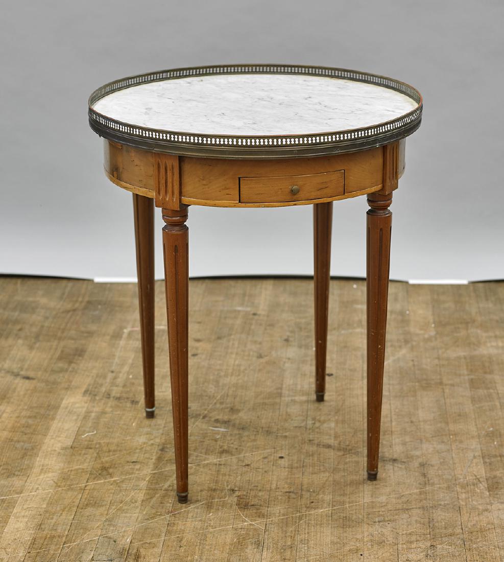 French Marble-Topped Hardwood Table (1 of 2)