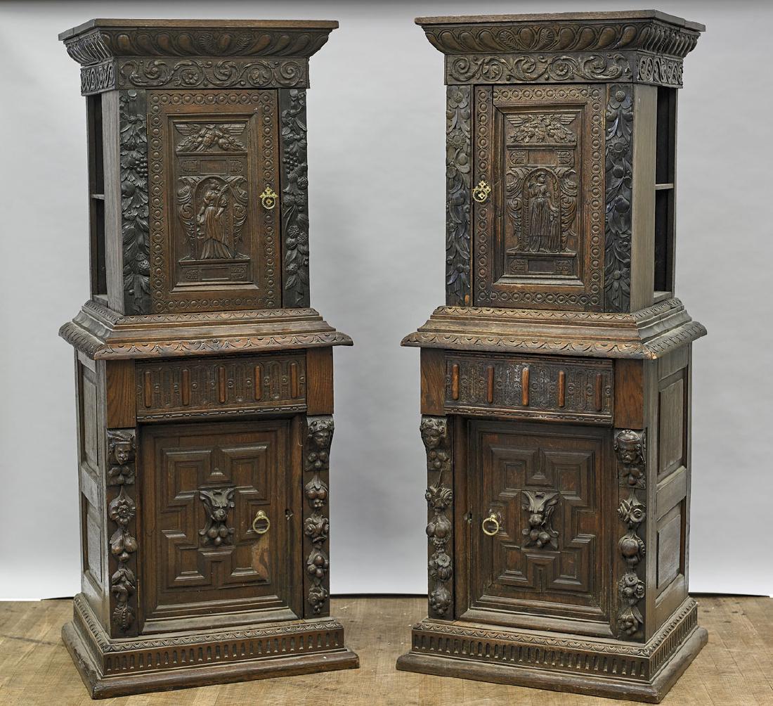Pair Continental Carved Wood Cabinets (1 of 1)