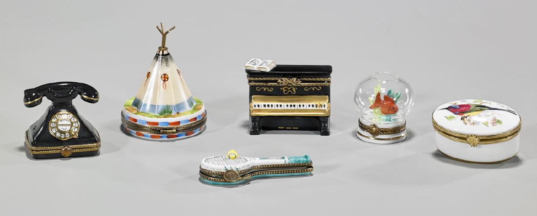 Group of Six Various Limoges Porcelain Pill Boxes (1 of 3)