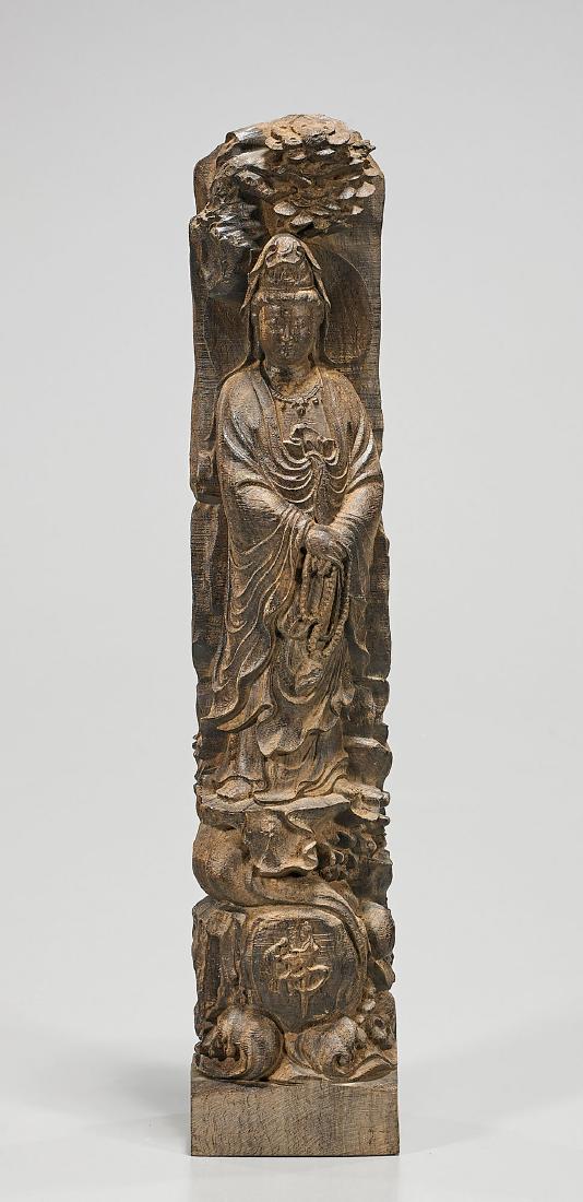 Chinese Carved Standing Hardwood Figure of Guanyin (1 of 1)