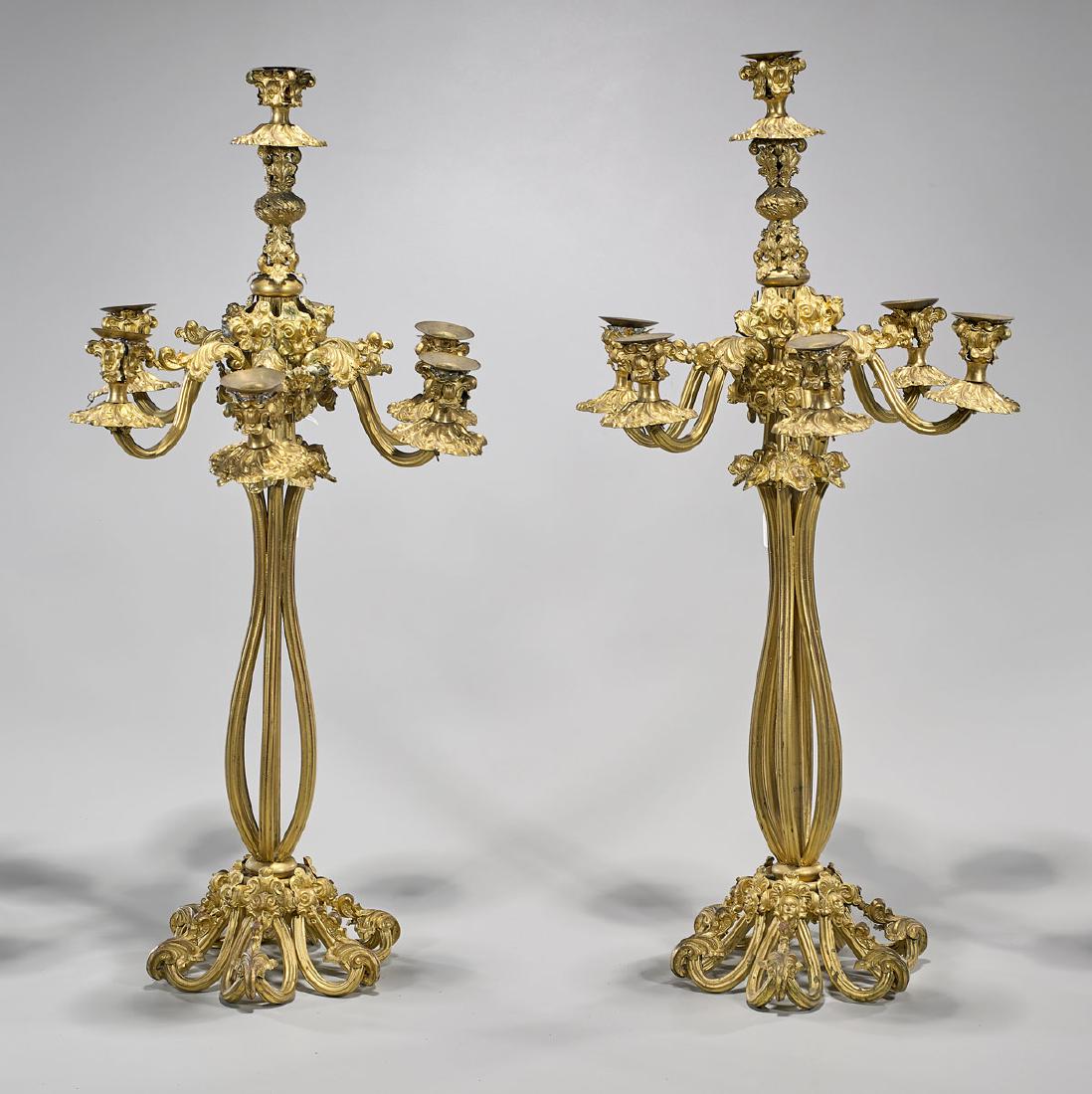 Pair Antique Gilt Bronze Candelabras (1 of 1)