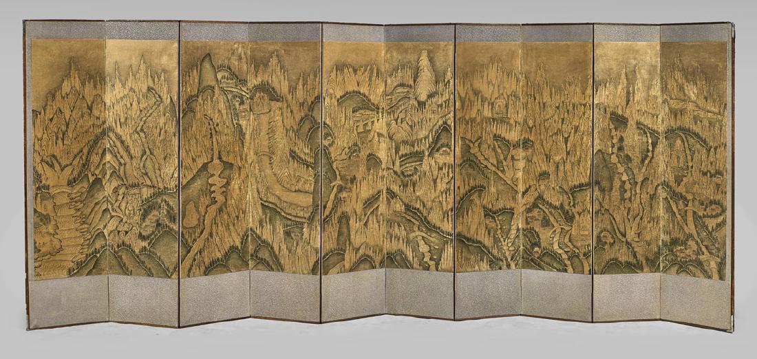 KOREAN TEN-PANEL PAINTED SCREEN (1 of 1)