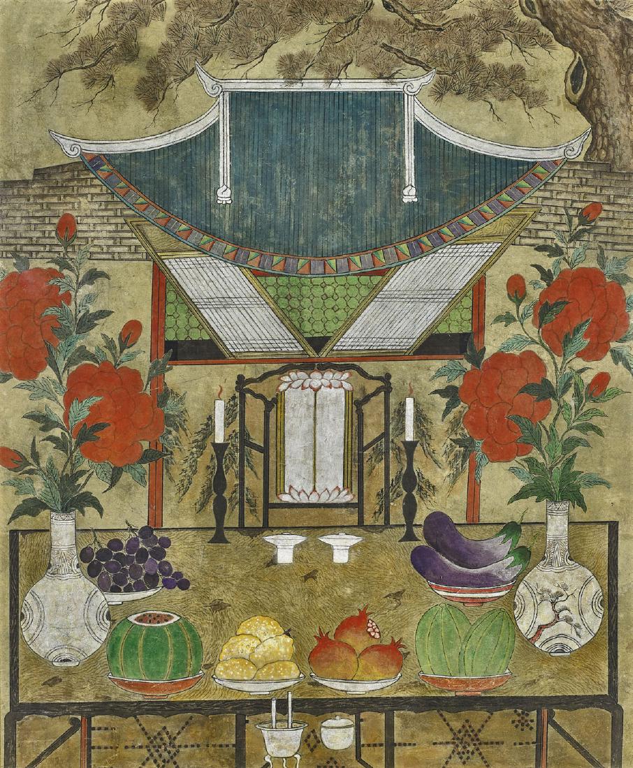 KOREAN 'MINHWA' PAINTING: Temple (1 of 1)