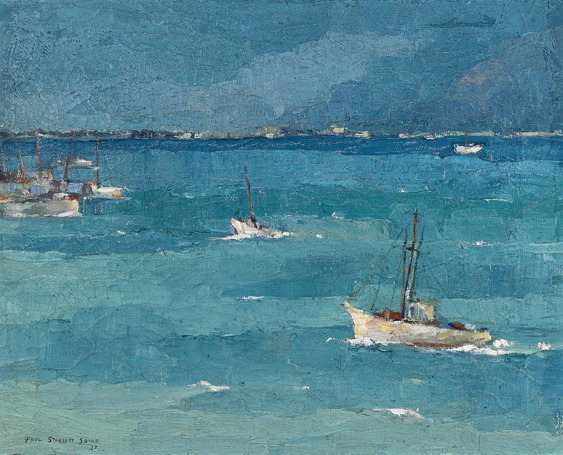 OIL PAINTING BY PAUL SAMPLE: Harbor Scene (1 of 3)