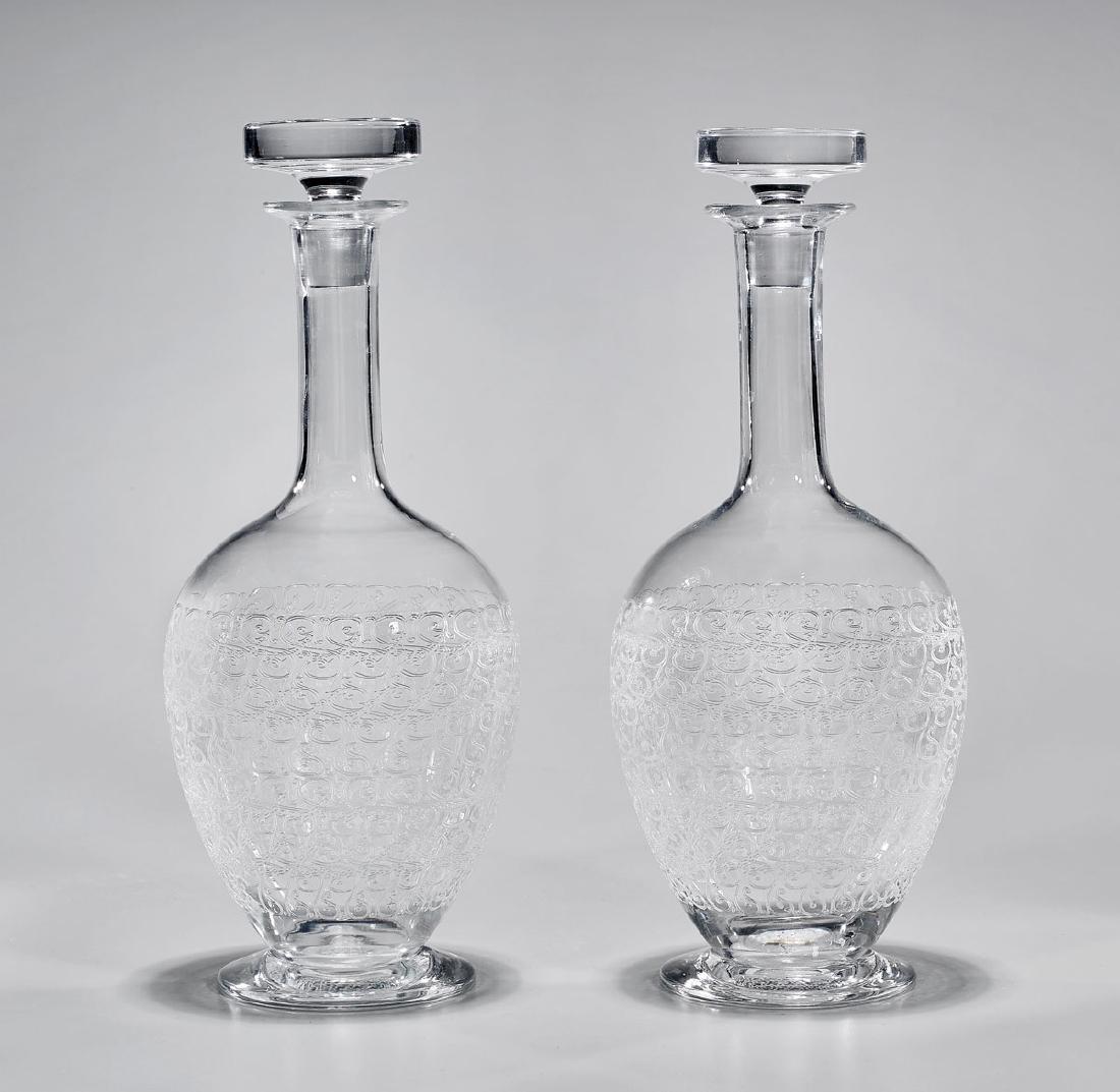 PAIR BACCARAT ETCHED CRYSTAL DECANTERS