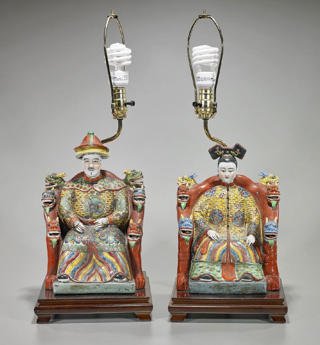Pair Chinese Porcelain Figures/Lamps