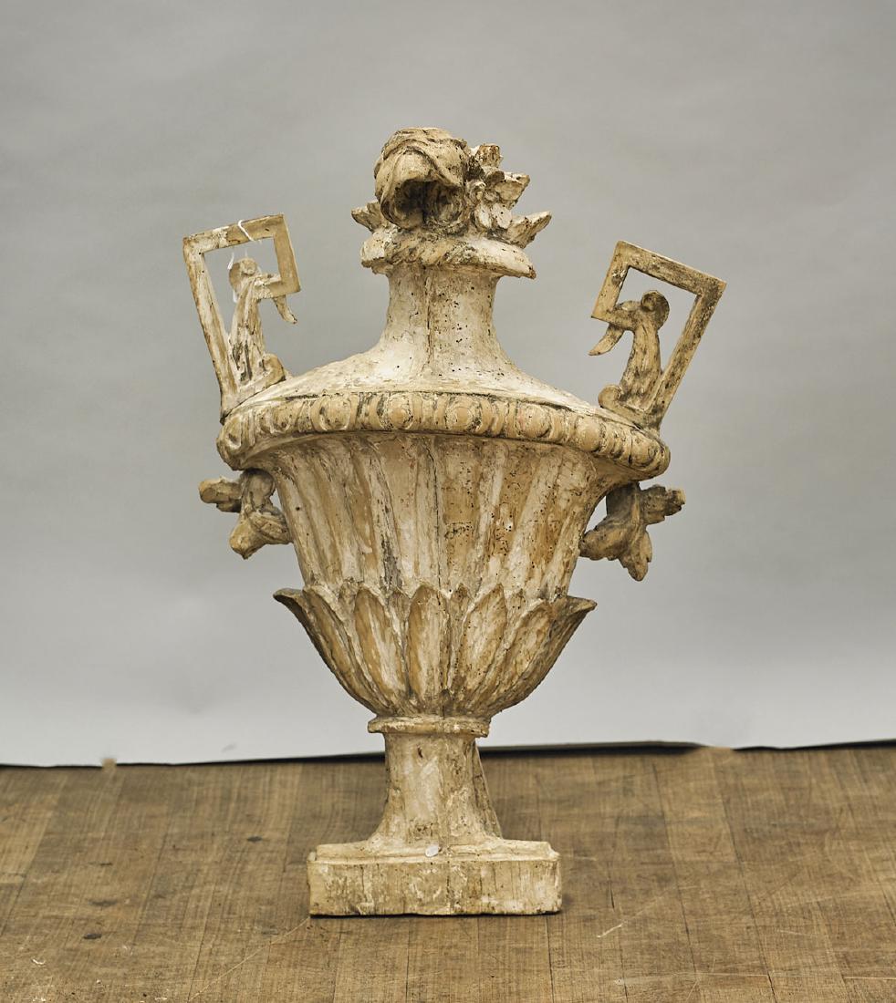 Antique Carved Wood Urn-Form Plaque (1 of 1)