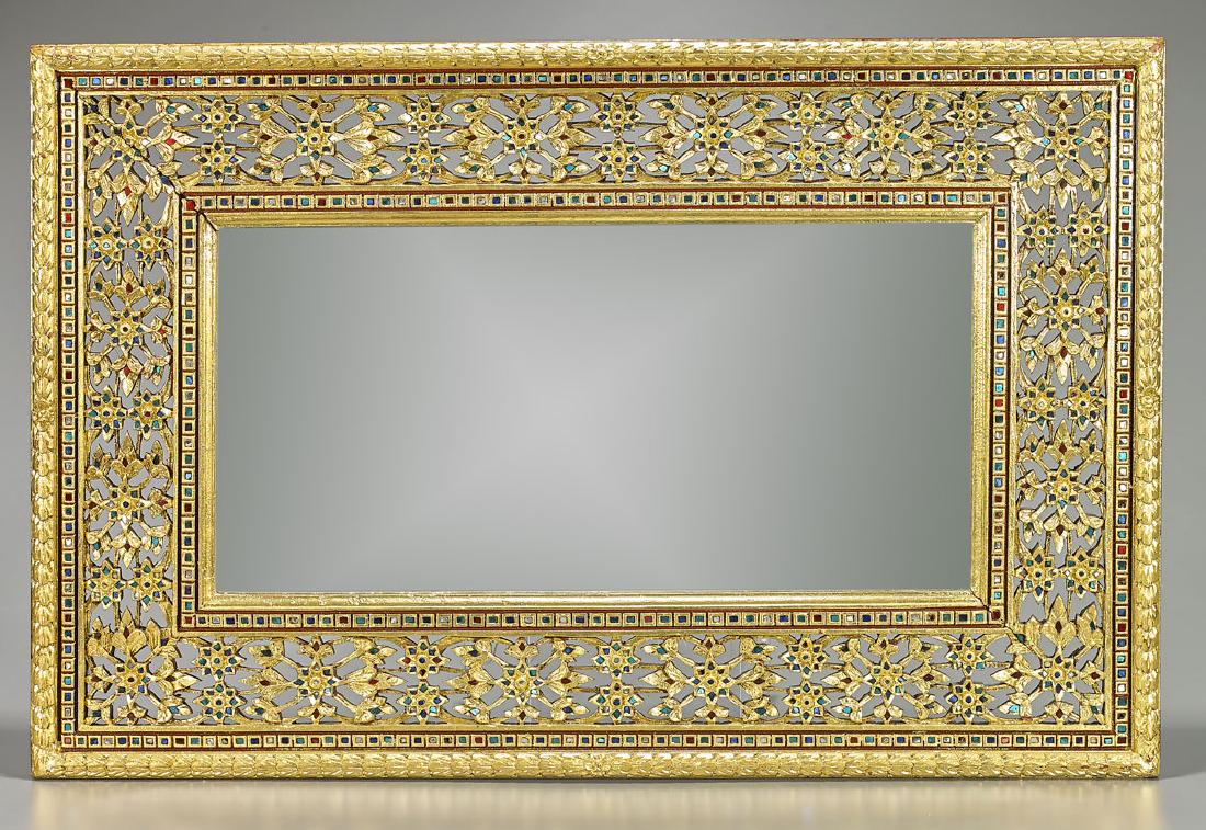 Southeast Asian Carved & Gilt Wood Mirror (1 of 1)