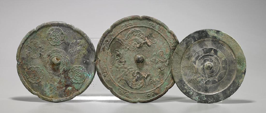 Three Archaistic Chinese Bronze Mirrors (1 of 1)