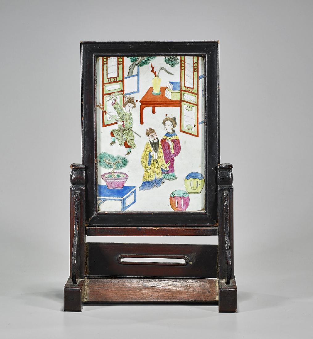 Chinese Enameled Porcelain Tablescreen (1 of 1)