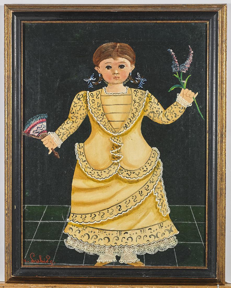 Painting By Agapito Labios: Painting on canvas by Agapito Labios (Mexican, 1898-1996); depicting a girl wearing traditional attire; signed to lower left; 16" x 12" (sight, approx.); framed