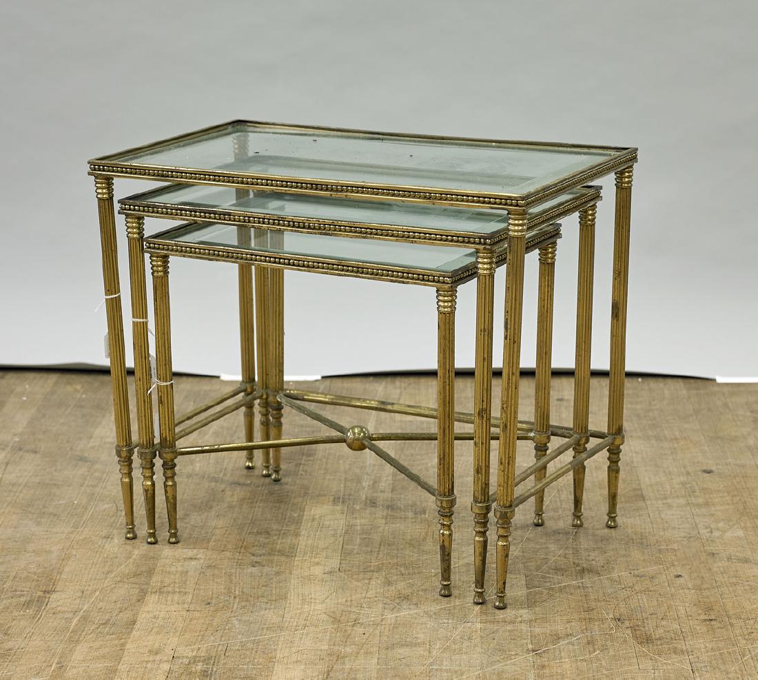 Three Glass & Brass Nesting Tables (1 of 2)