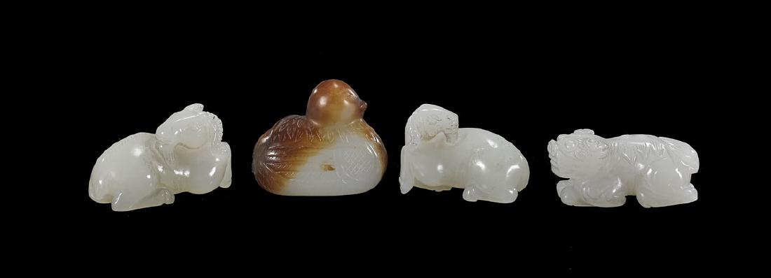 GROUP OF CHINESE CARVED JADE ANIMALS (1 of 1)
