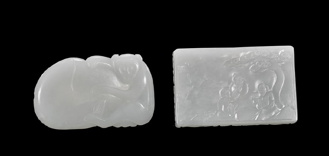 TWO CHINESE WHITE JADE CARVINGS (1 of 1)