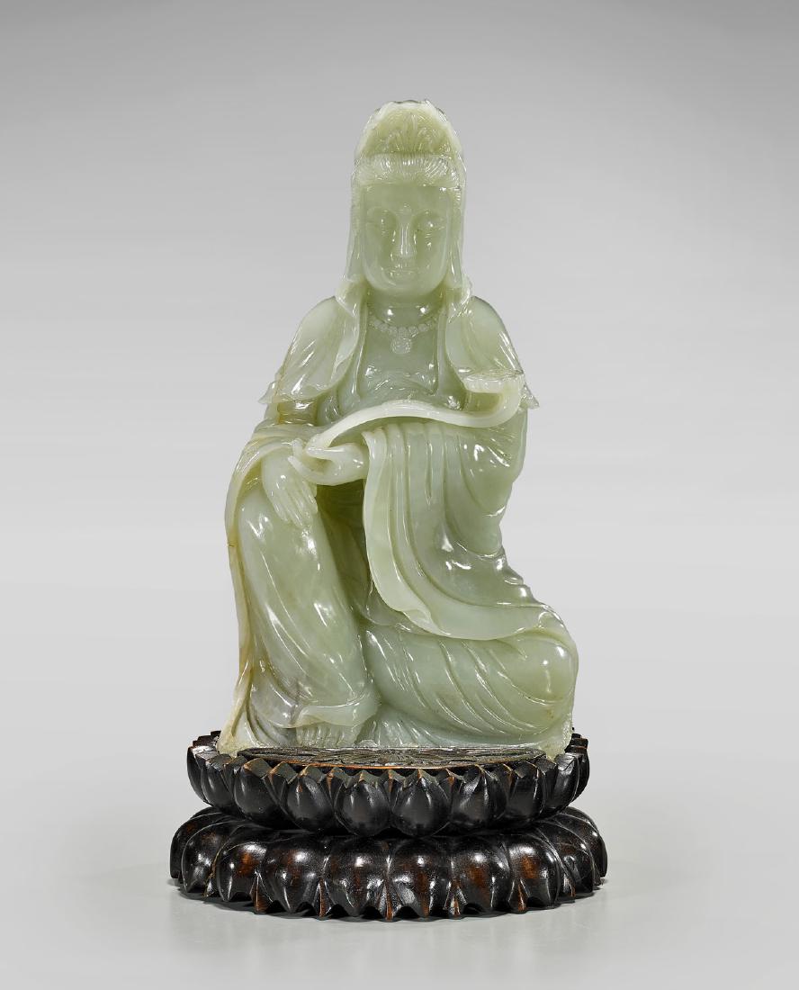 CHINESE CARVED JADE FIGURE OF GUANYIN (1 of 2)