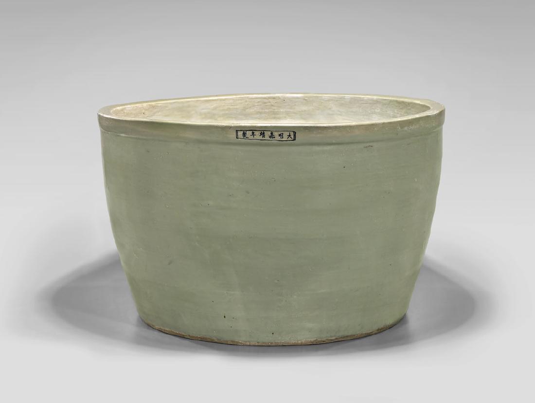 MASSIVE JIAJING PERIOD CELADON JARDINIERE (1 of 2)