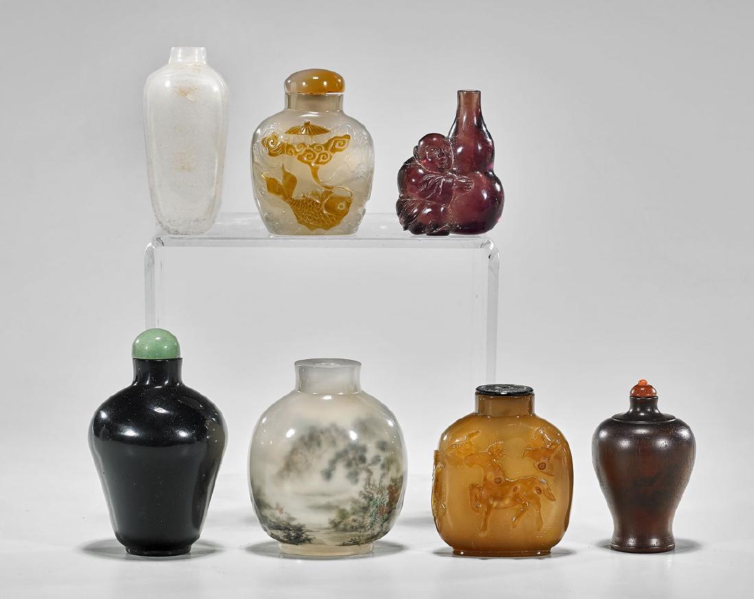 GROUP OF SEVEN VARIOUS SNUFF BOTTLES (1 of 2)