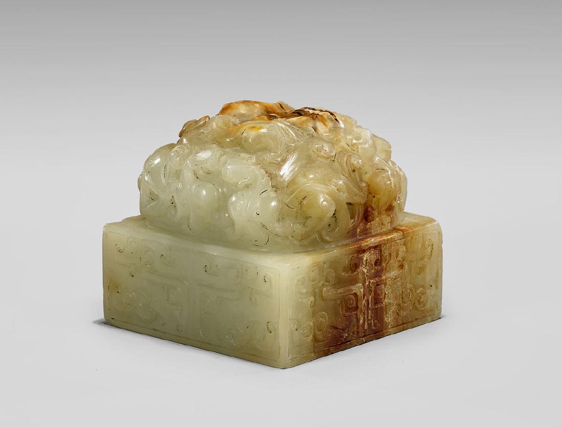 CARVED JADE 'CHILONG' SEAL (1 of 2)