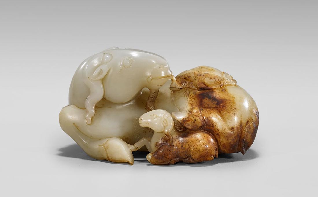 MING-STYLE JADE RAM GROUP (1 of 2)